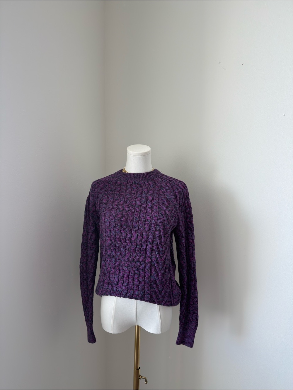 GAP Purple Cable Knit Crewneck Sweater